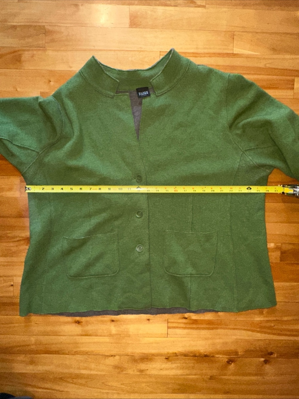 Eileen Fisher Woman Green Merino Wool Jacket 96% Wool Button Front Pockets 2X - Picture 8 of 11